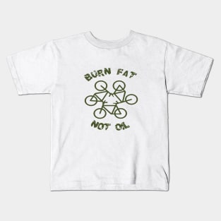 Burn Fat Not Oil Recycle Code Parody Green Graphic Kids T-Shirt